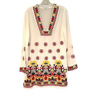 Endless Rose Floral Embroidered Tunic Top Women's M White Boho Hippie Dainty